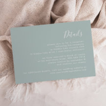 Modernes Script Sea Glass Hochzeitsdetails