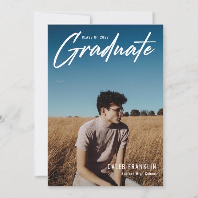 Modernes Script Senior Class Foto Abschluss (Vorderseite)