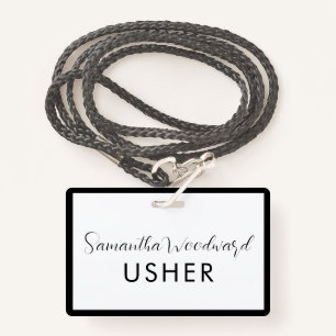 Modernes Script Signature Usher Name Abzeichen Ausweis