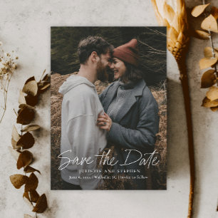Modernes Script Simple Wedding Foto Save the Date Magneteinladung
