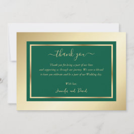Modernes Script Smarald Green Gold Dankeschön Card Dankeskarte