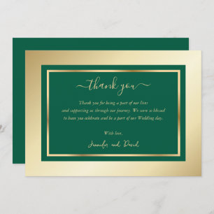 Modernes Script Smarald Green Gold Dankeschön Card Dankeskarte