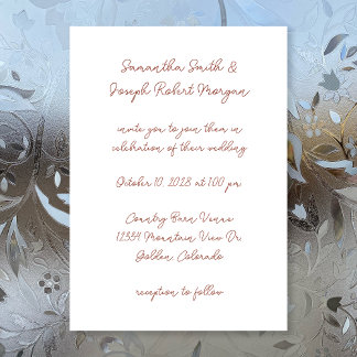 Modernes Script Terra Cotta und White Wedding Einladung