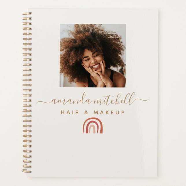 Modernes Script Trendy Rainbow Foto Planer (Vorderseite)