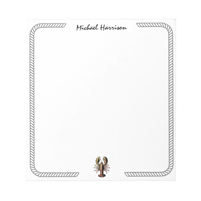 Modernes Script Trendy Vintag Hummer Personalisier Notizblock (Vorderseite)