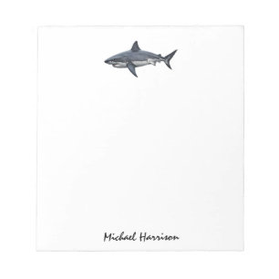 Modernes Script Trendy Vintag Shark Personalisiert Notizblock