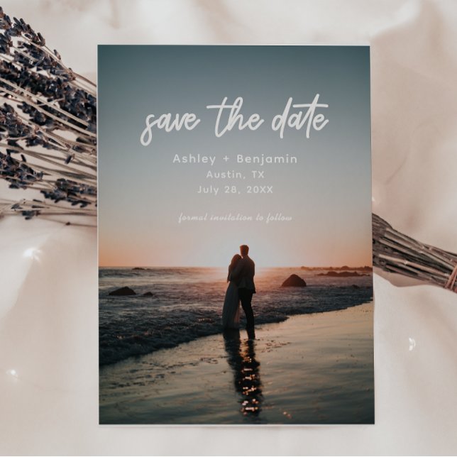 Modernes Script Typografy Foto Wedding Save The Date (Von Creator hochgeladen)