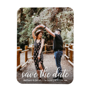 Modernes Script-Verlobung-Foto Save the Date Magnet