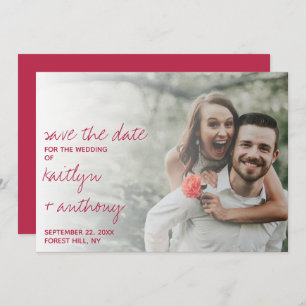 Modernes Script Viva Magenta Minimalistisches Foto Save The Date