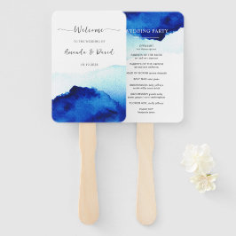 Modernes Script Watercolor Indigo Blue Wedding Fächer