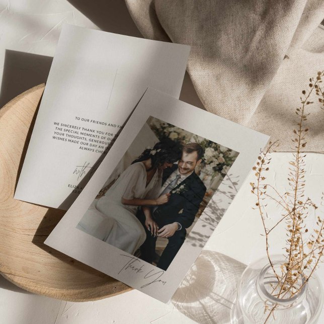 Modernes Script Wedding Foto Danke Karte (Von Creator hochgeladen)