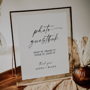Modernes Script Wedding Foto Gästebuch Poster