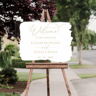 Modernes Script White Gold Wedding Willkommenszeic Acrylschild