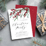 Modernes Script Winter Berries Weihnachts-Party Einladung<br><div class="desc">Mit dieser modernen und eleganten Einladung mit Winterbeeren in Aquarellen,  botanischen Blattstielen und raffinierten Schriftzeichen vom "WeihnachtsParty" laden Sie Ihre Freunde und Lieben zu einem köstlichen Urlaubsmessen und Party ein.</div>