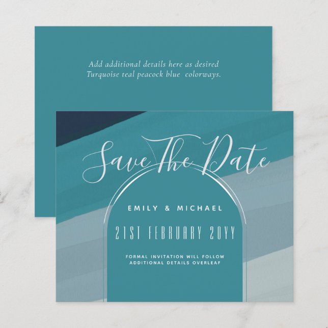 Modernes Sea Glass Ocean Peacock Aquamarine Hochze (Vorne/Hinten)