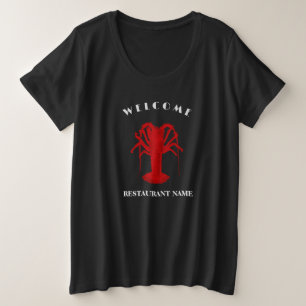 Modernes Seafeufel-Begrüßungslogo Lobster Restaura Große Größe T-Shirt