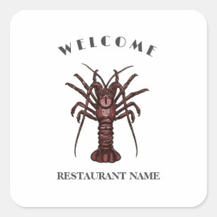 Modernes Seafeufel-Begrüßungslogo Lobster Restaura Quadratischer Aufkleber