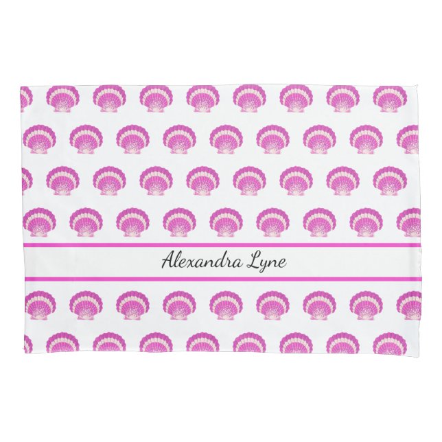 Modernes Seashell Pink Muschel Beach Pattern Kissenbezug (Vorderseite)