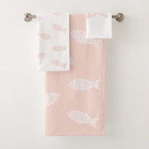 Modernes Seefischmuster PINK Badhandtuch Set