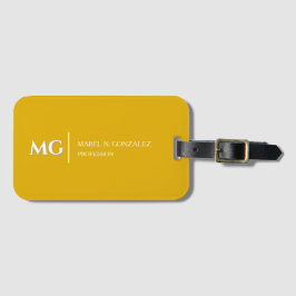 Modernes Senfgelb Trendy Stylisches Monogramm Gepäckanhänger