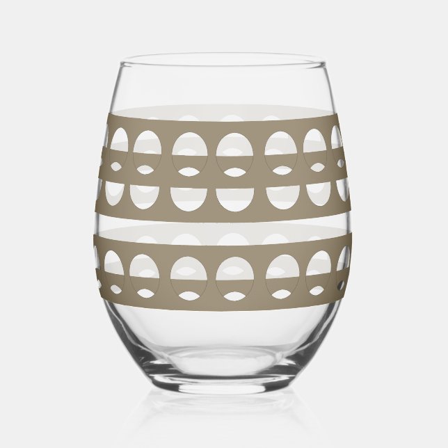 Modernes Sepia Shapes Pattern Trinkbehälter Set Weinglas Ohne Stiel (Vorderseite)