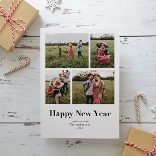 Modernes Serif-Multiple-Foto-Happy New Year Feiertagskarte