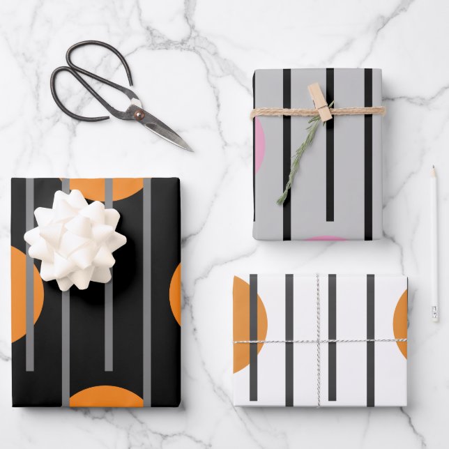 modernes Set für Flachpapier mit minimalem Wrappin Geschenkpapier Set (Vorderseite)