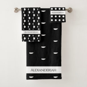 Modernes Set mit schwarzen und weißen Polka-Dosen