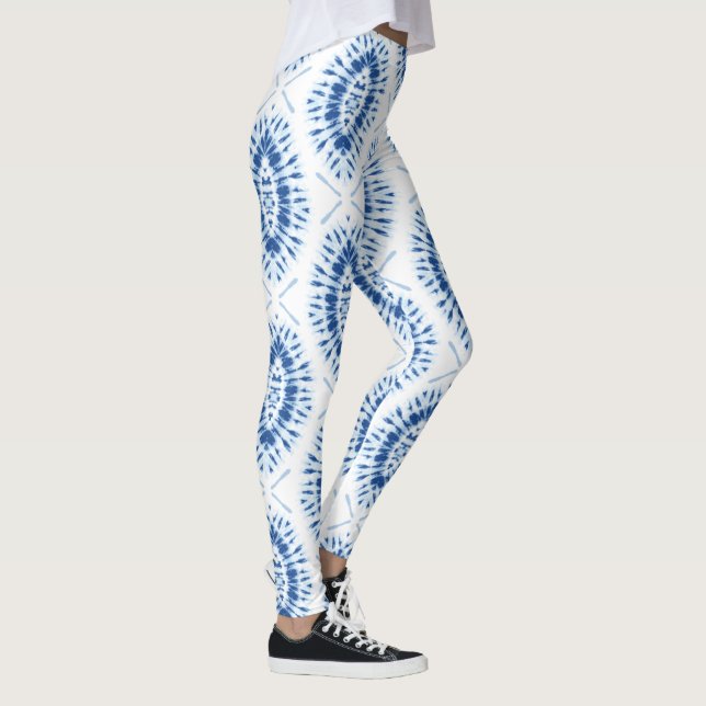 Modernes Shobori Blau Gefärbte Krawatte Muster Chi Leggings (Rechts)