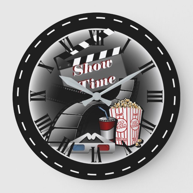 Modernes Showtime Movie Theater Große Wanduhr (Vorderseite)