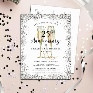 Modernes Silber 25. Hochzeitstag Einladungspostkarte