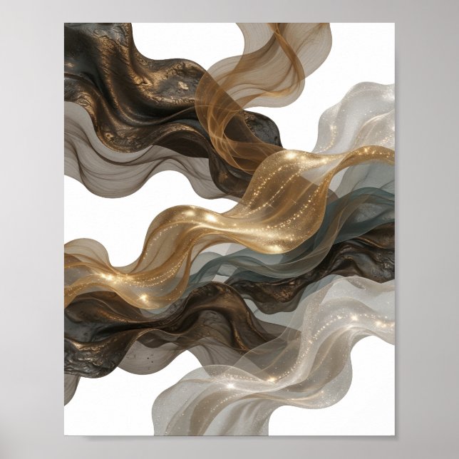Modernes Silber ABSTRACT ART Statement T-Shirt Poster (Vorne)