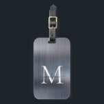 Modernes Silber-Grau-Pinsel-Monogramm Gepäckanhänger<br><div class="desc">Modernes,  silbergraues,  robustes Monogramm Niedliches Bag-Tag</div>