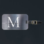 Modernes Silber-Grau-Pinsel-Monogramm-Skript Gepäckanhänger<br><div class="desc">Modernes silbergraues,  robustes Monogramm Niedliches Bag-Tag</div>