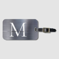 Modernes Silber-Grau-Pinsel-Monogramm-Skript