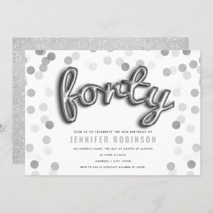 Modernes Silber steigt Glitzer-40. Geburtstag im Einladung