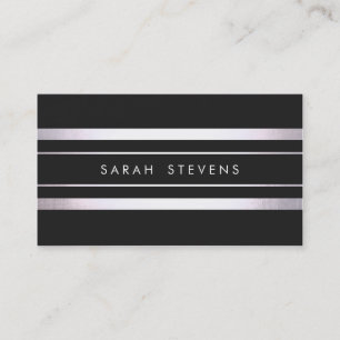 Modernes Silberschwarz gestreift Visitenkarte