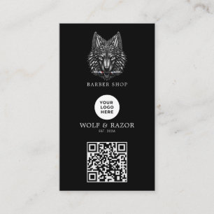 Modernes Silberwolf-Friseursalon-Logo Qr Code Visitenkarte