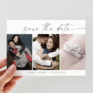 Modernes Silver 3-Fotopatalog Save the Date