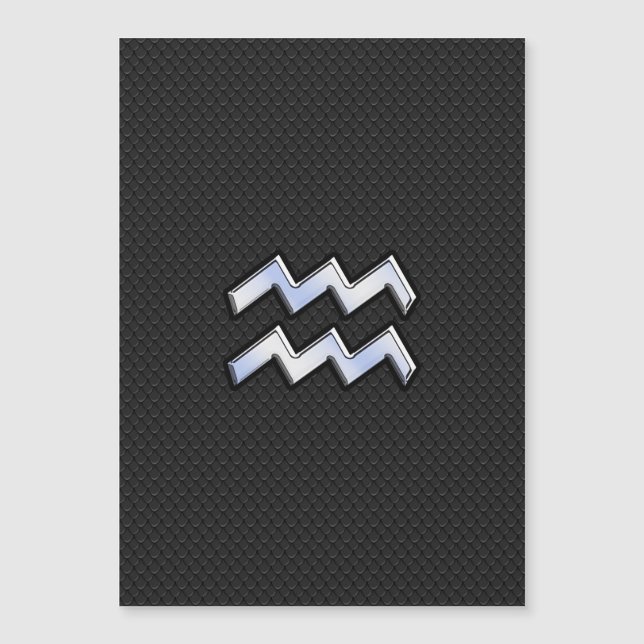 Modernes Silver Aquarius Zodiac-Zeichen auf Schlan Magnetkarte (Vorderseite)