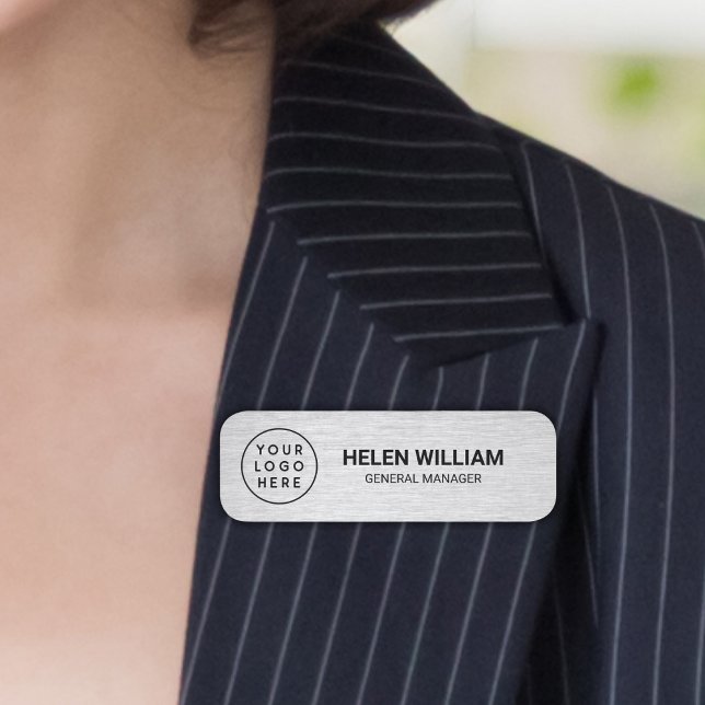 Modernes Silver Custom Business Logo und Namensschild (Modern Silver Custom Business Logo and Name Tag)