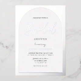 Modernes Silver Foil Arch Script-Brautparty Folieneinladung