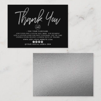 Modernes Silver Foil Script-Geschäft Vielen Dank Begleitkarte