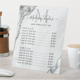 Modernes Silver Gray Glitzer Agate Marble Monogram Sockelschild