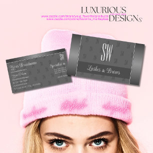 Modernes Silver Gray Stilvoll mit Monogram und Fot Visitenkarte