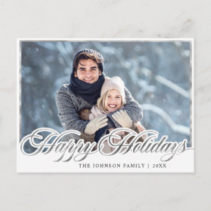 Modernes Silver Holiday FOTO Weihnachten Gruß Postkarte