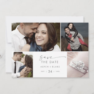 Modernes Silver Script 4 FotoCollage Save the Date