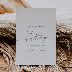 Modernes Silver Script 50. Geburtstag Einladung
