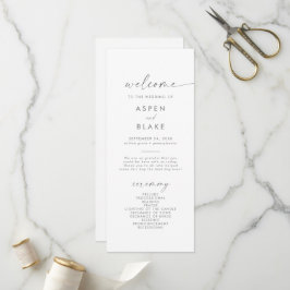 Modernes Silver Script-Hochzeitsprogramm Programm