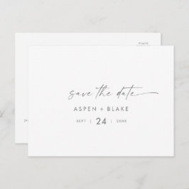 Modernes Silver Script Save the Date horizontal Einladungspostkarte